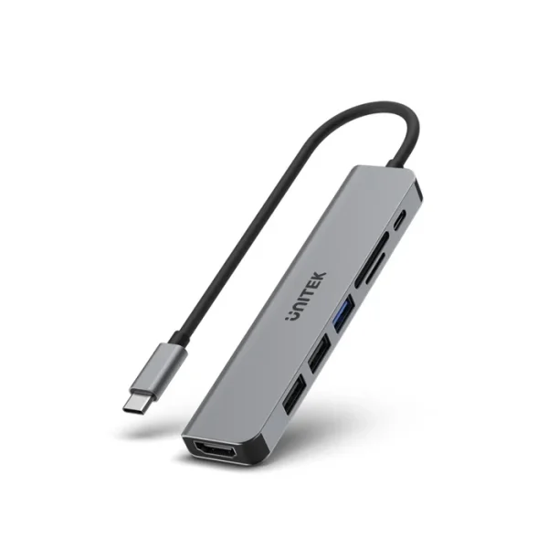 UNITEK H1118A 7-IN-1 USB-C TO HDMI, 3XUSB, CARD READER, PD 100W