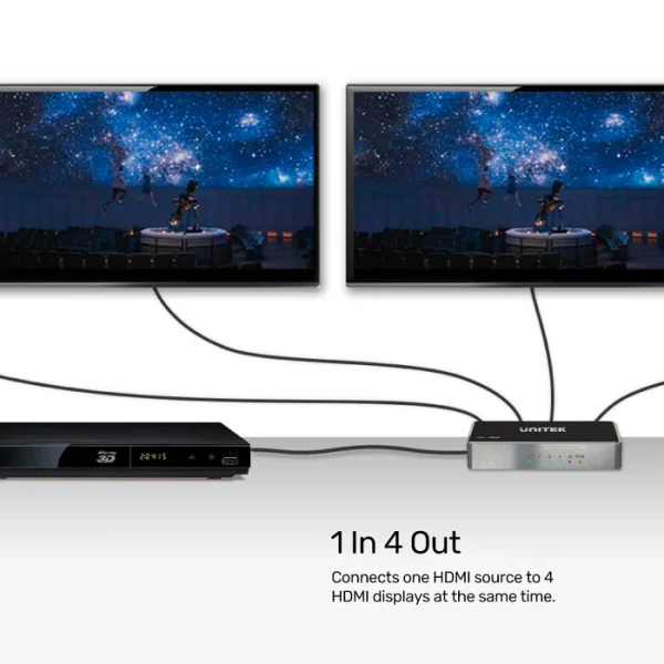 UNITEK V1109A HDMI Splitter 1 In 4 Out 4K@30Hz 3D Dolby TrueHD & DTS-HD - Image 4