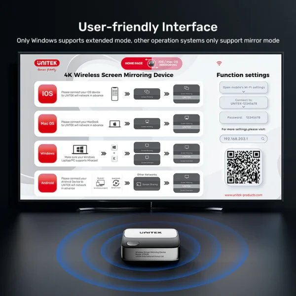 UNITEK V1162B01 Wireless Screen Mirroring Device - Image 5