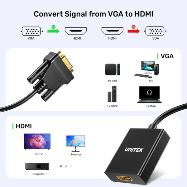 Unitek V1112ABK01 VGA to HDMI Adapter - Image 7
