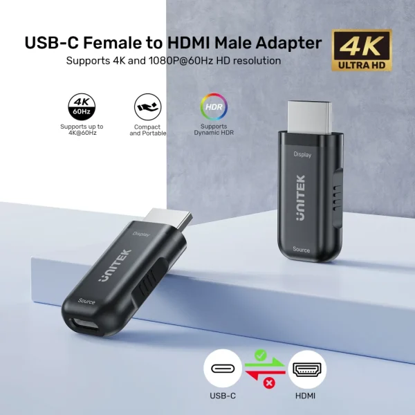 Unitek V1187ABK01 USB-C F to HDMI M Adapter - Image 2