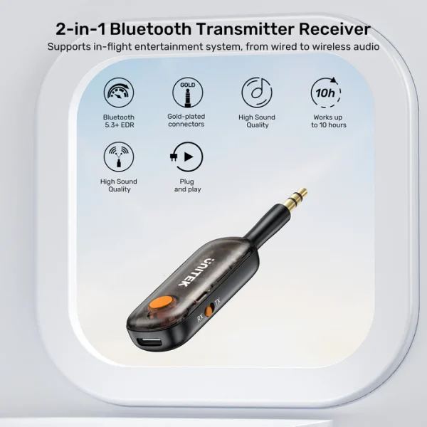 UNITEK B1111A01 2-in-1 Bluetooth 5.3 Transmitter - Image 2