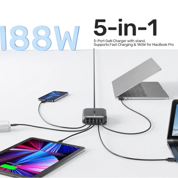 UNITEK P1234AGY01-EU188W PD3.1 Desktop GaN Charging Station - Image 4