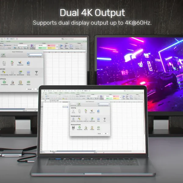 UNITEK V1404B USB-C to Dual HDMI 4K Adapter - Image 2