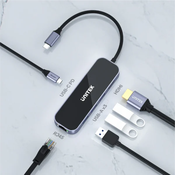 Unitek D1084A uHUB H6 Gloss 6-in-1 USB - Image 2