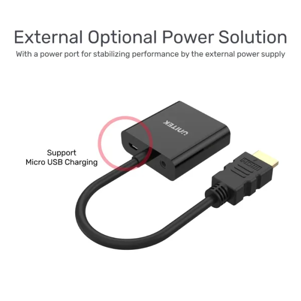 Unitek Y-6333 HDMI to VGA Adapter with 3.5mm - Image 5