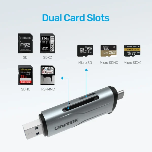 UNITEK R1010A 2-in-1 SD 3.0 Card Reader - Image 3