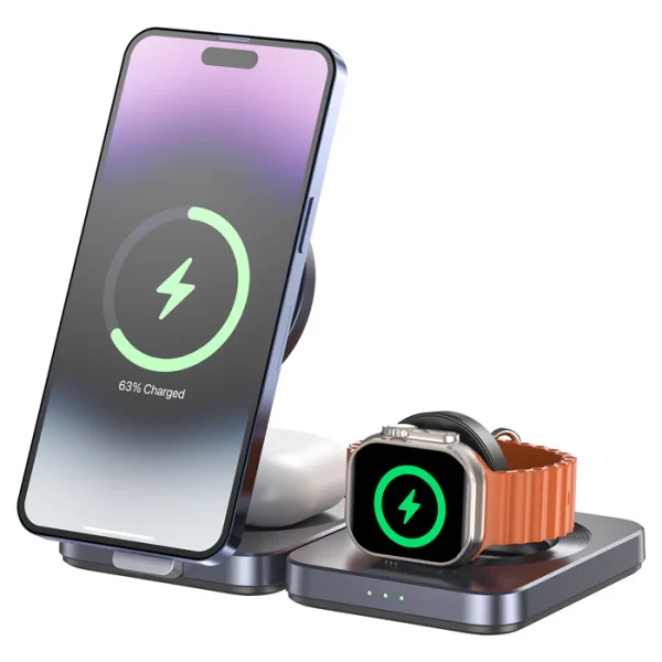 UNITEK P1300AGY01 Qi2 Foldable 3-in-1 Charging Station