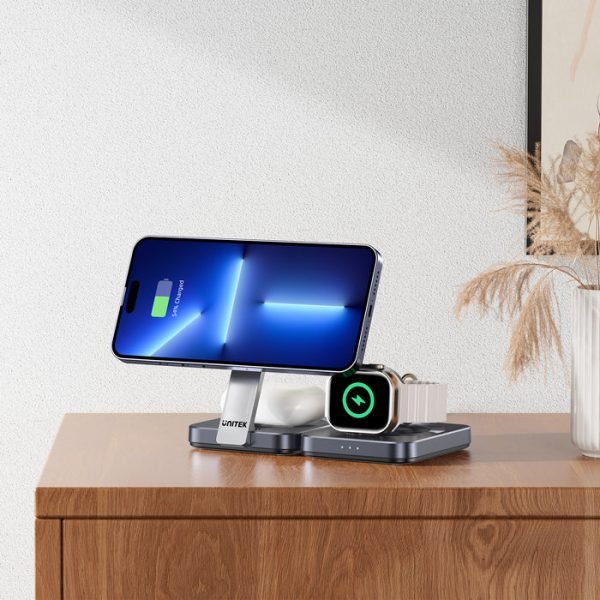 UNITEK P1300AGY01 Qi2 Foldable 3-in-1 Charging Station - Image 5