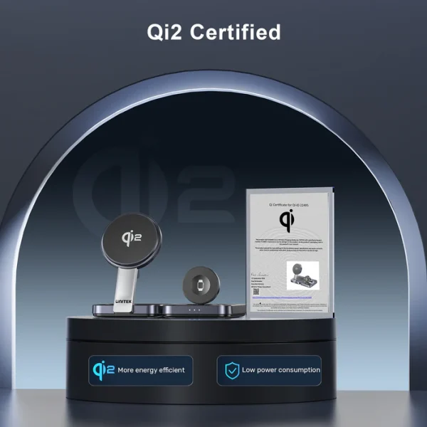 UNITEK P1300AGY01 Qi2 Foldable 3-in-1 Charging Station - Image 4