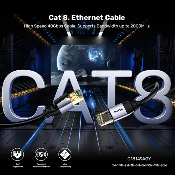 UNITEK C18149AGY03-10M CAT8 ETHERNET CABLE 10M - Image 2