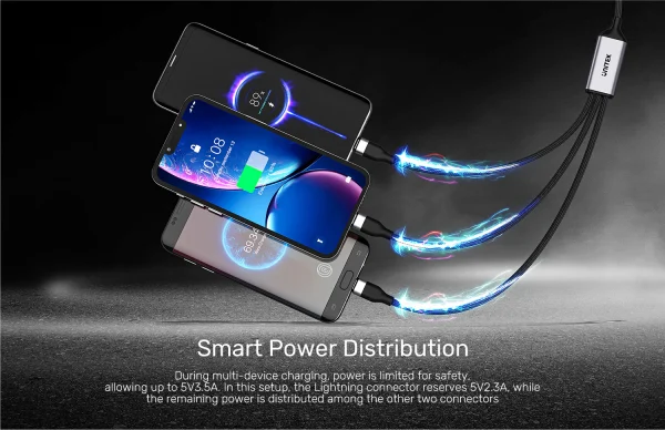 UNITEK C14101BK-1.5M 3-in-1 USB-C to Lightning, USB-C, Micro USB Multi Charging Cable (1.5 Meter) - Image 4
