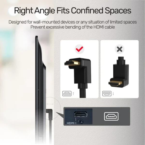 UNITEK Y-C1009 4K 60Hz High Speed HDMI Right Angle 270° Cable - Image 2