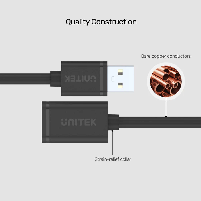 UNITEK Y-C432EBK USB 2.0 Extension Cable - Image 2