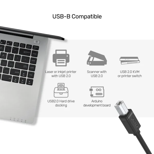 UNITEK Y-C4001GBK USB 2.0 to USB-B Cable - Image 4