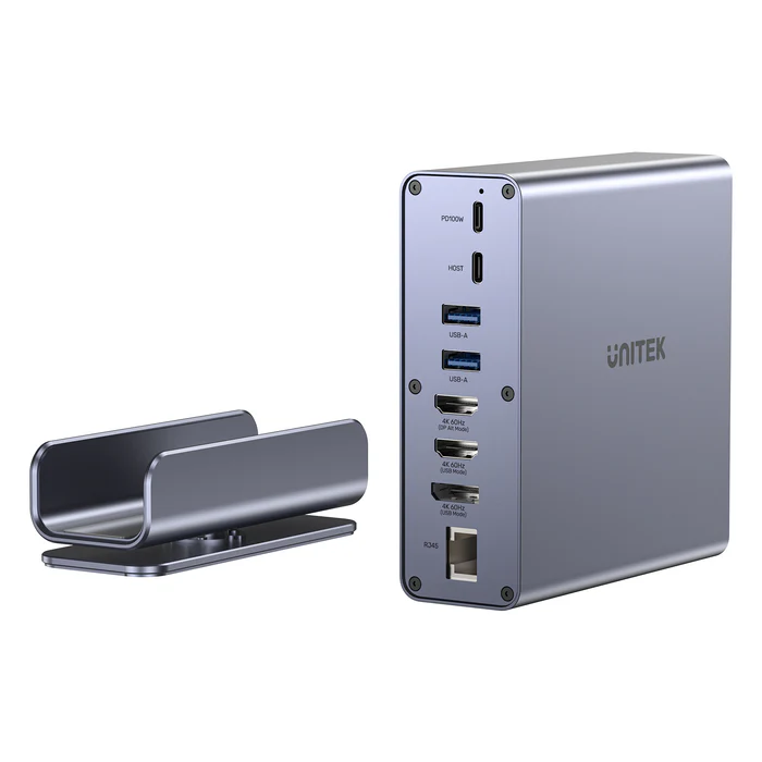 UNITEK D1135AGY01 UNIVERSAL DISPLAYLINK TRIPLE DISPLAY 4K@60HZ 15-IN-1 DOCKING STATION 360° ROTATION ALUMINIUM - Image 6