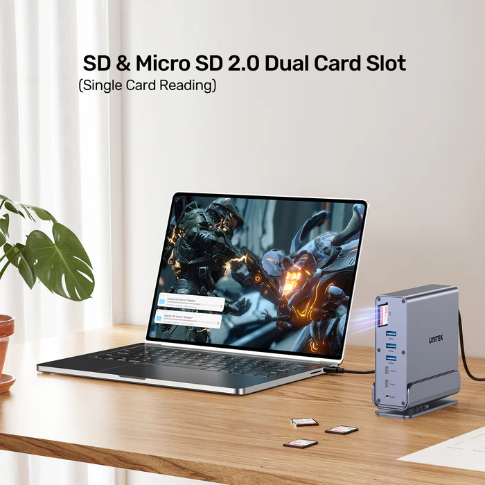 UNITEK D1135AGY01 UNIVERSAL DISPLAYLINK TRIPLE DISPLAY 4K@60HZ 15-IN-1 DOCKING STATION 360° ROTATION ALUMINIUM - Image 14