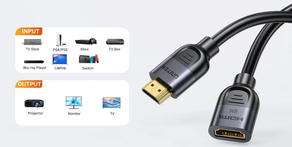 UNITEK C11091AGY01-Ultra Stream 8K HDMI Extension Cable - Image 3