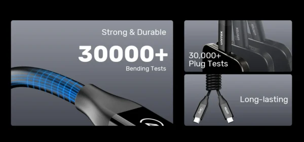 UNITEK C14100ABK01-2M USB4 THUNDERBOLT 3 & 4 USB-C TO C CABLE 240W 8K@60HZ - Image 2