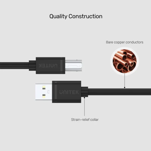 UNITEK Y-C4001GBK USB 2.0 to USB-B Cable - Image 6